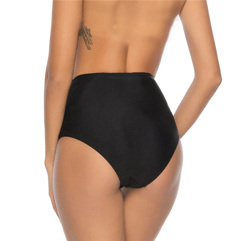 2019 bikini Europe and America sexy split high waist hollowing fast dry elastic swimming trunks for fitness dance |