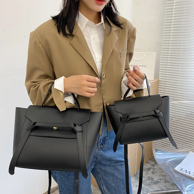 

Роскошные кожаные элегантные сумки-Раскладушки с декоративным ремнем сплошного цвета, модные женские сумки, сумка через плечо для женщин, ...