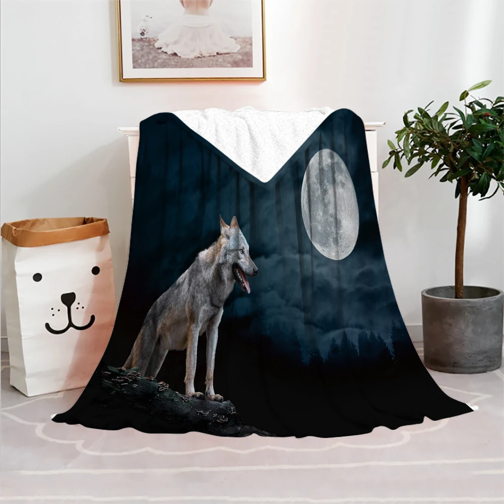 

Флисовое одеяло с волком Men с 3D рисунком, двойное толстое бархатное теплое супермягкое Фланелевое покрывало для дивана