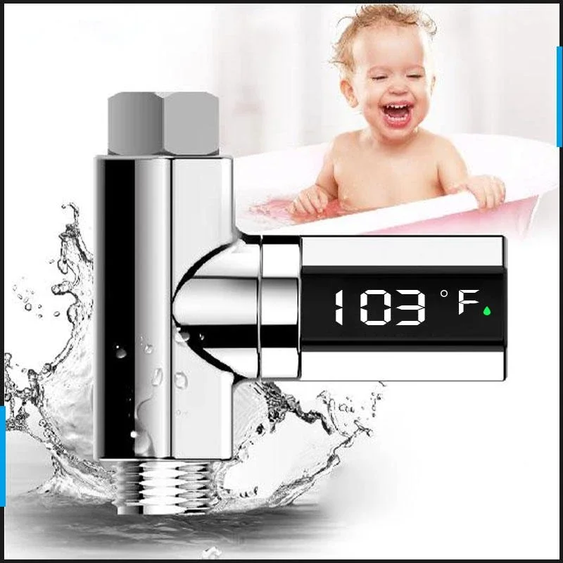 

LED Display Celsius Water Temperature Meter Monitor Electricity Shower Thermometer 360 Degrees Rotation Flow Self-Generating