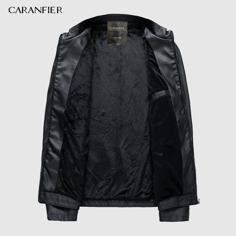 Бренд CARANFIER 2019 Осень-зима повседневная куртка из искусственной кожи на молнии