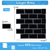 vividtiles big size 1212 inch self adhesive removable waterproof wallpaper 3d peel and stick black subway tiles 1 sheet