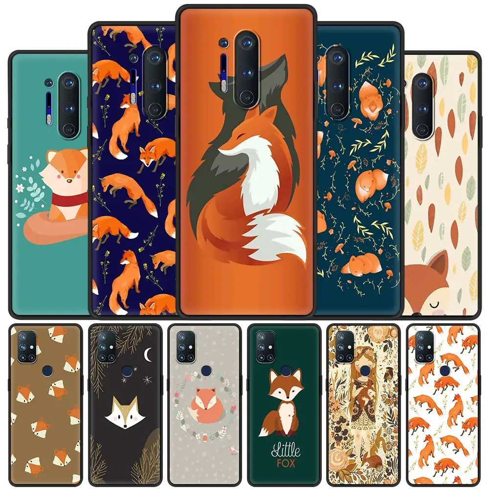 

For OnePlus 8 Nord 7Pro Case For One Plus Z N10 5G 8T 7 Pro n100 7T 6T Full Protection Soft Phone Cover Fox Cartoon Animal Shell