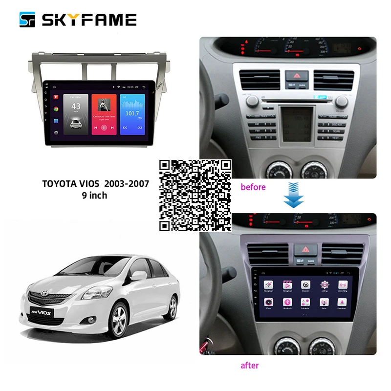

SKYFAME Car Radio Stereo For Toyota Vios 2008-2013 Android Multimedia System GPS Navigation DVD Player