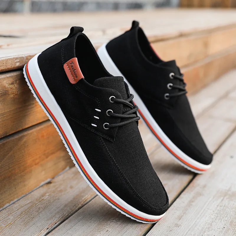

Canvas Shoes Men's Flat Shoes Outdoor Walking Shoes Men's Solid Color Breathable Lightweight Sports Men Shoes Zapatos De Hombre