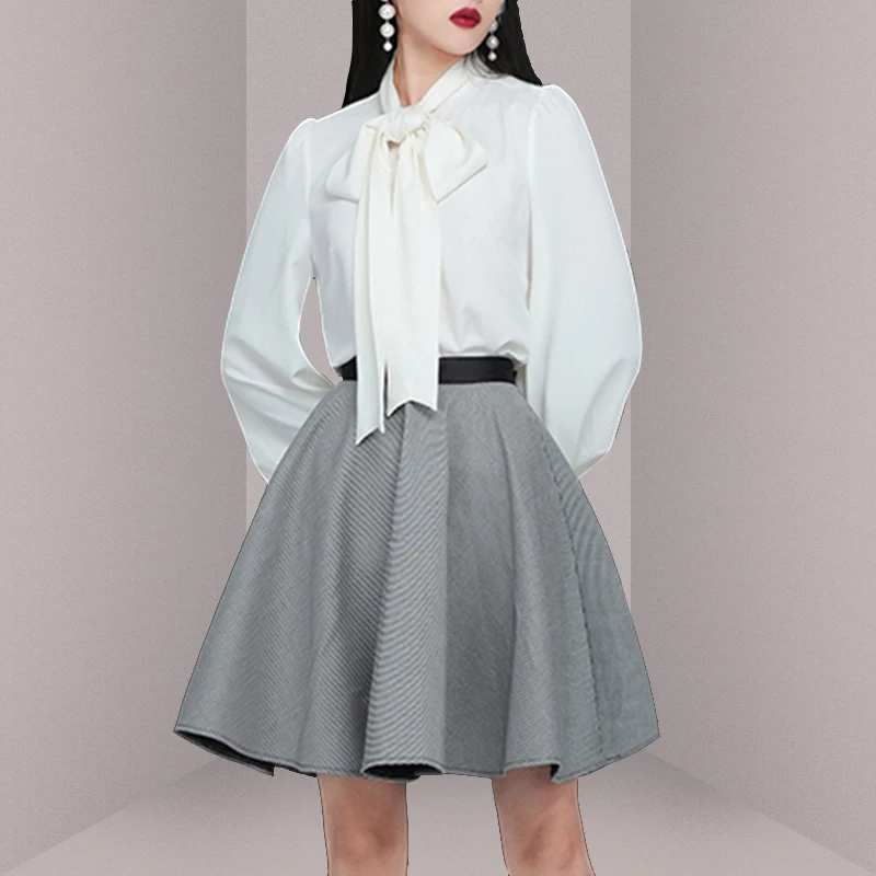 Max Spri 2019 Новый Модный комплект из 2 предметов с бантом детали рубашки длинным