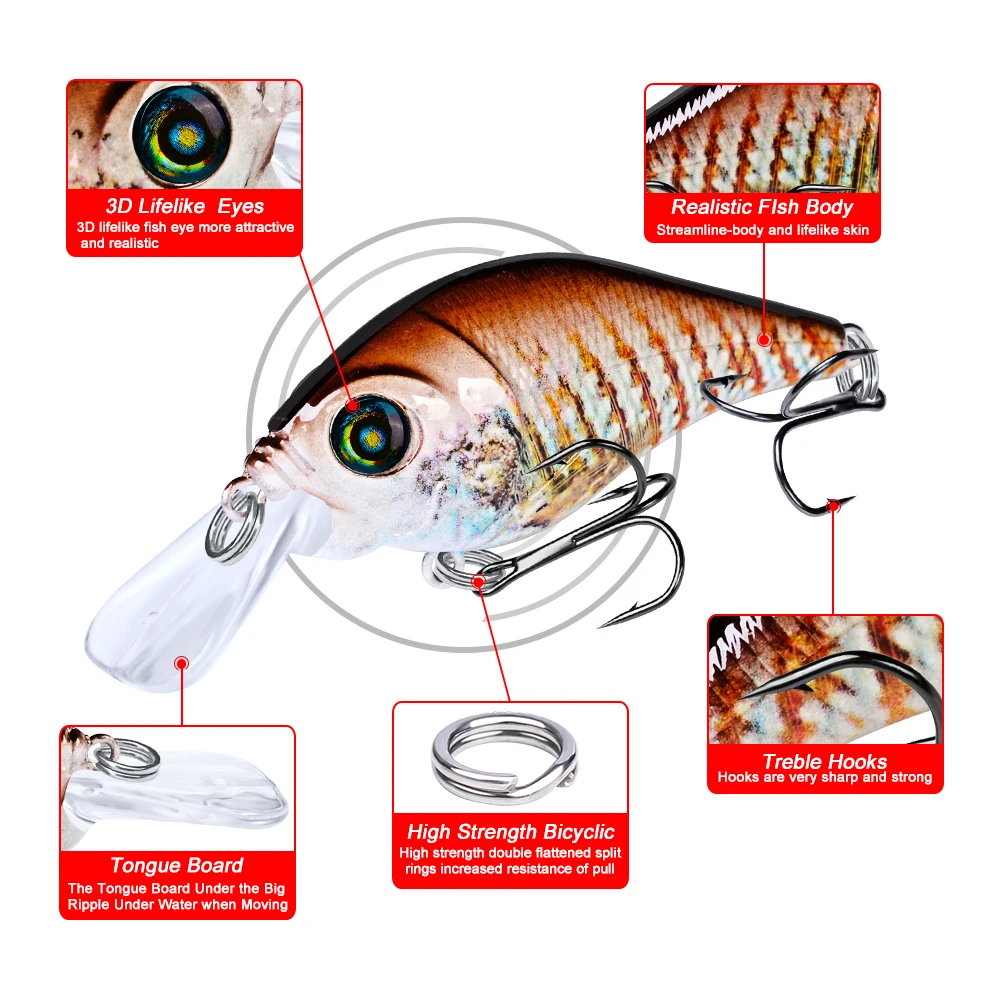 Вальгаллу Crankbait 10 Цвета жесткая приманка для рыбалки 3 07 "-7 8 см/0 42 oz-12 г