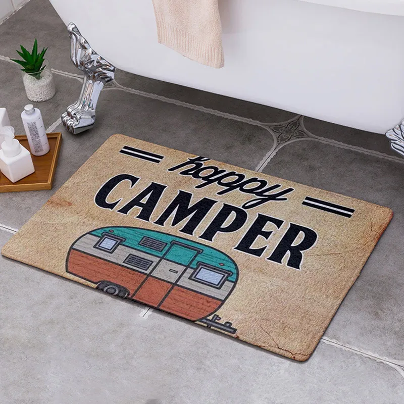 

Happy Camping Door Mat Entrance Floor Rug Bathroom Pad Non Slip Carpet Home Decor Alfombra Cocina Коврик Входной Двери