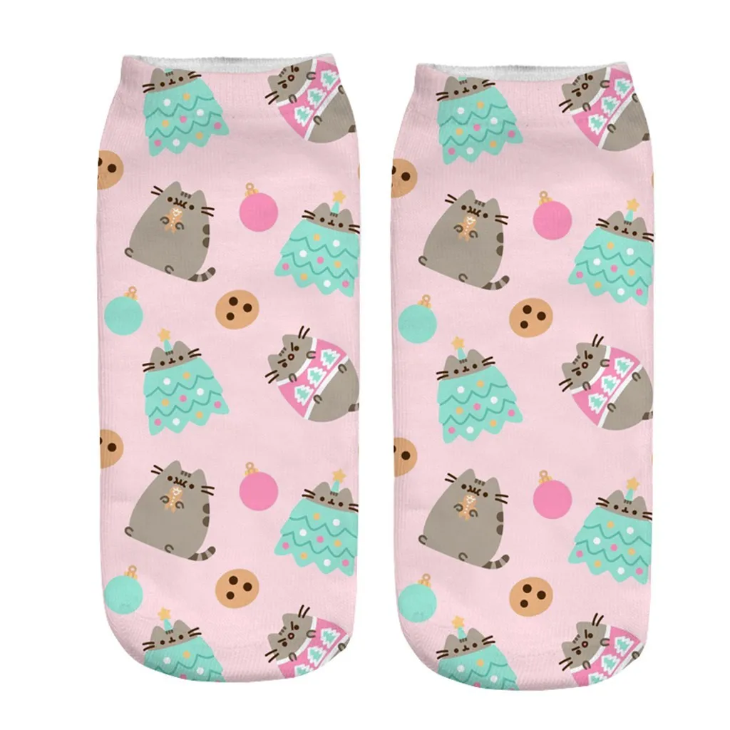 Повседневные носки для работы и бизнеса 3D Рождественский Санта олень спортивные