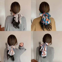 new colorful bow satin ribbon ponytail scarf hair tie scrunchies women girls hair bands rubber bands scrunchie hair accessories