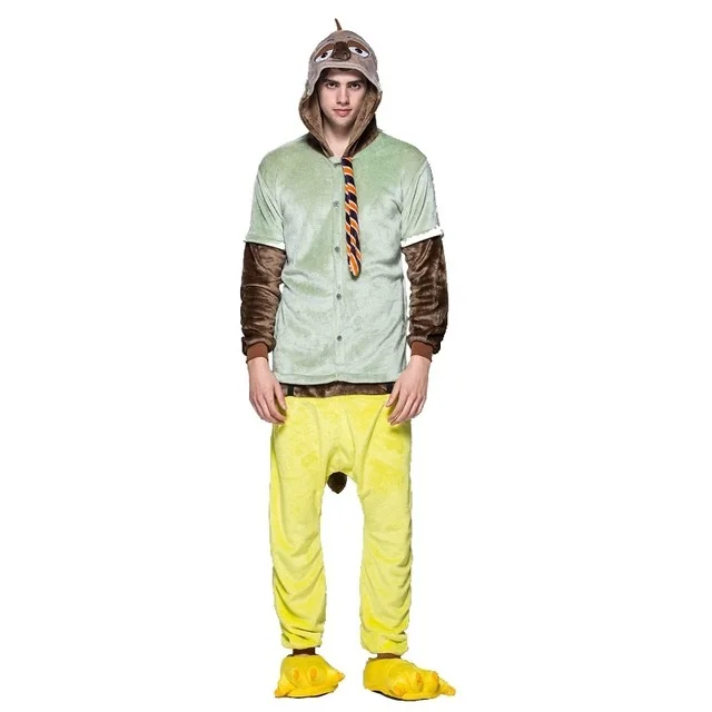 Пижама кигуруми Мужская Фланелевая комбинезон с мультяшным принтом Ленивец