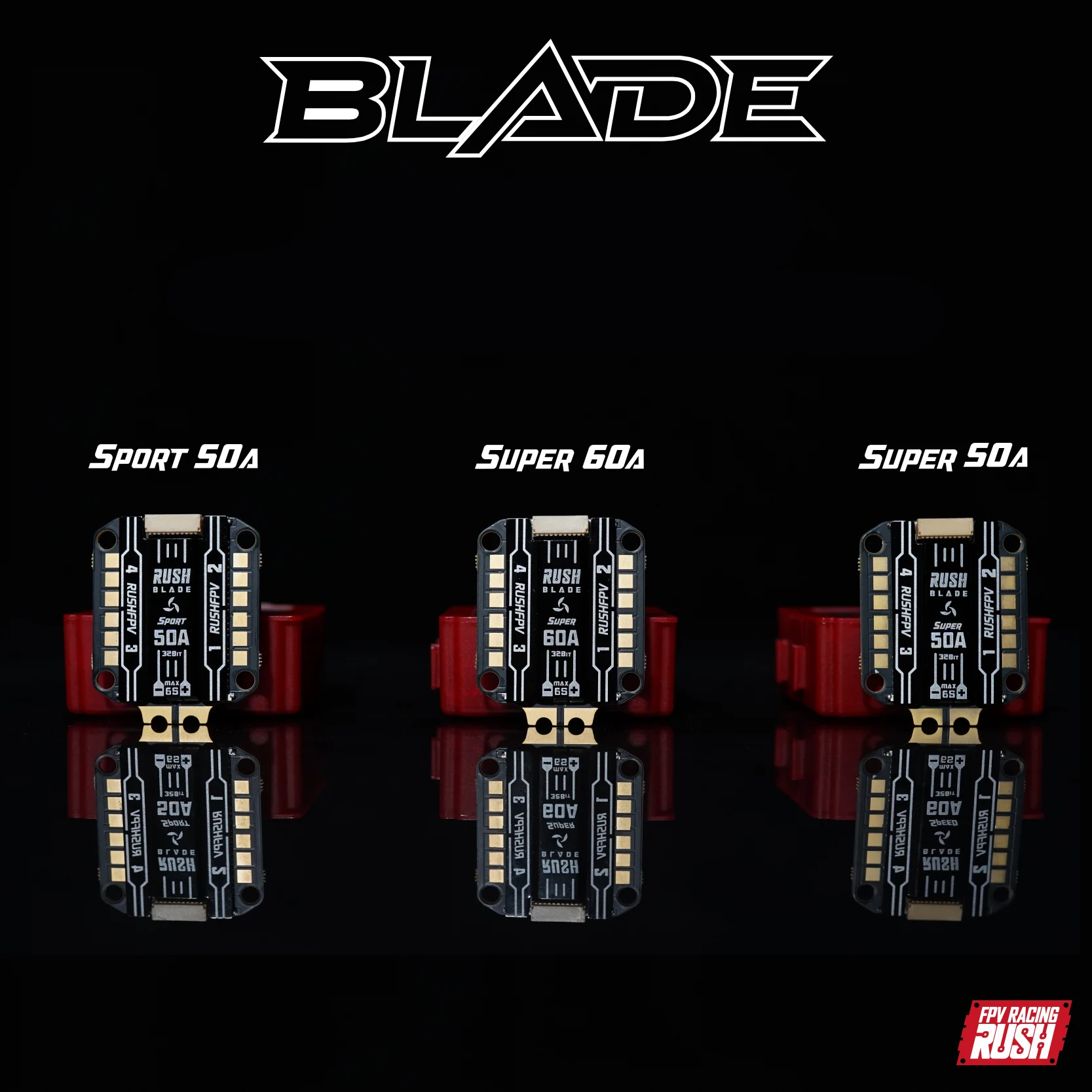 RUSHFPV пик лезвие супер спортивные 50A 60A с диагональю экрана 3 6S BLHELI32 4in1 бесщеточный