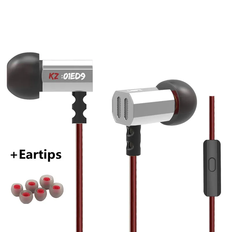 silver with mic ET KZ ED9 гарнитура для мобильного телефона с тяжелыми басами, HIFI металлические наушники из цинкового сплава ED12 ES3 ES4 ZST AS10 ED2 ZS3 ZS6 ZS5 - Цвет: silver with mic ET