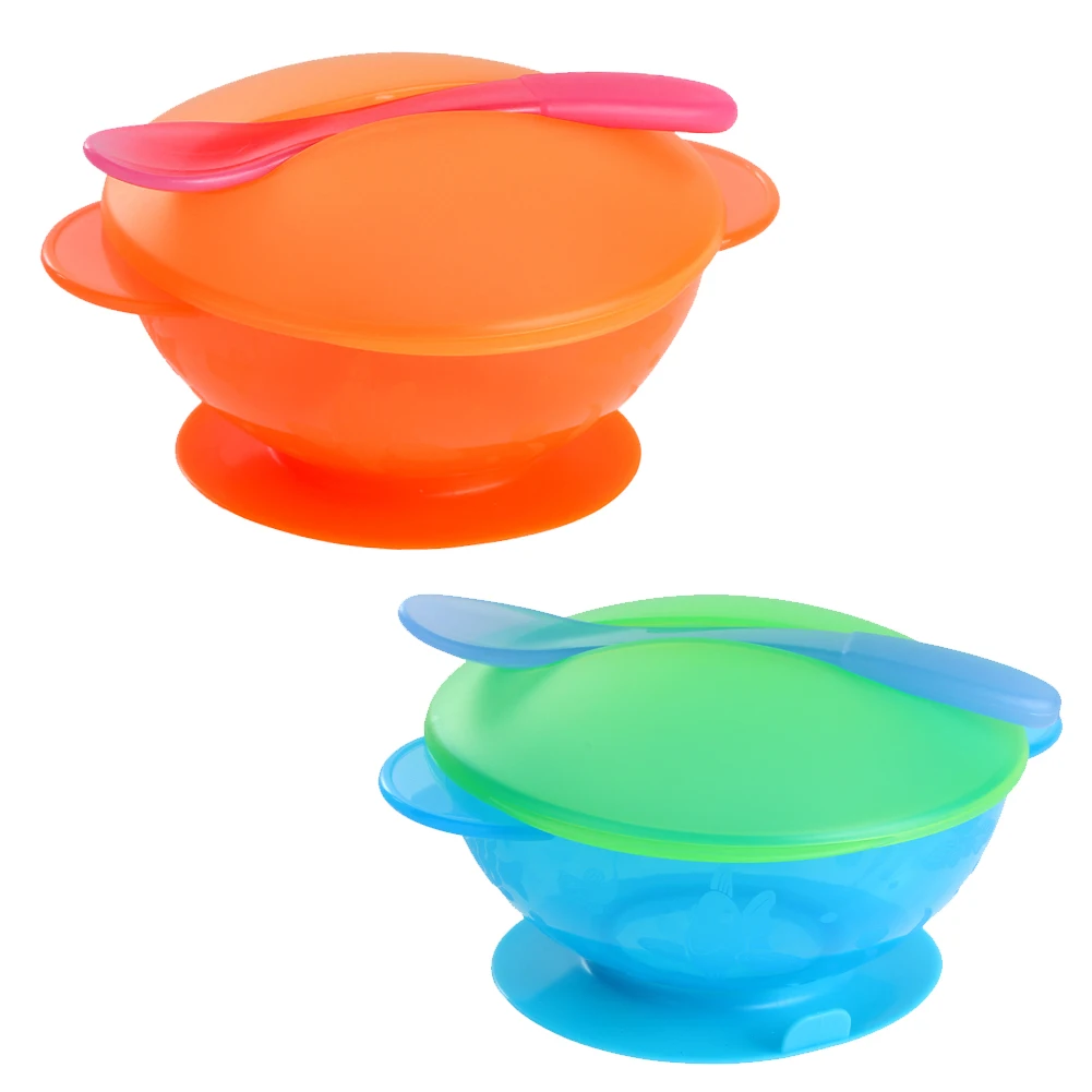 

Newborn Baby Ecological Dishes Sucker Bowl Spoon Children's Tableware Dinnerware Feeding Eating Training Non-slip Food Container