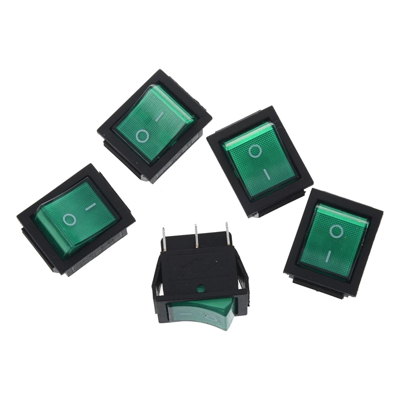 AC 16A/250V 20A/125V Green Light Illuminated DPDT ON/ON Boat Rocker Switch 5 Pcs | Обустройство дома