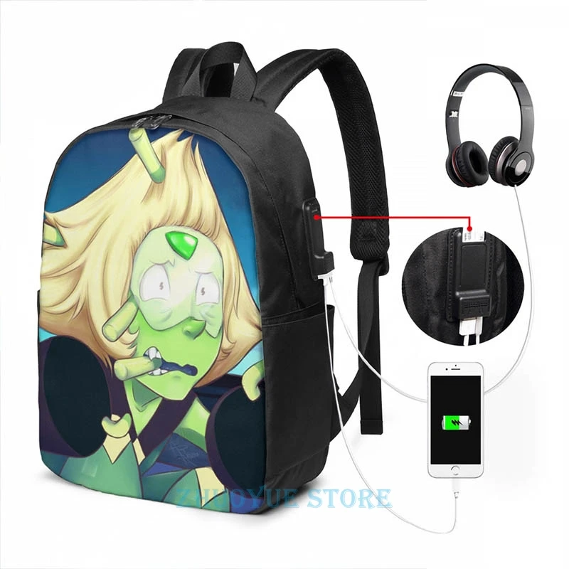 Рюкзак Steven Universe and the Crystal Gems Peridot с USB зарядкой для мужчин и женщин школьные ранцы