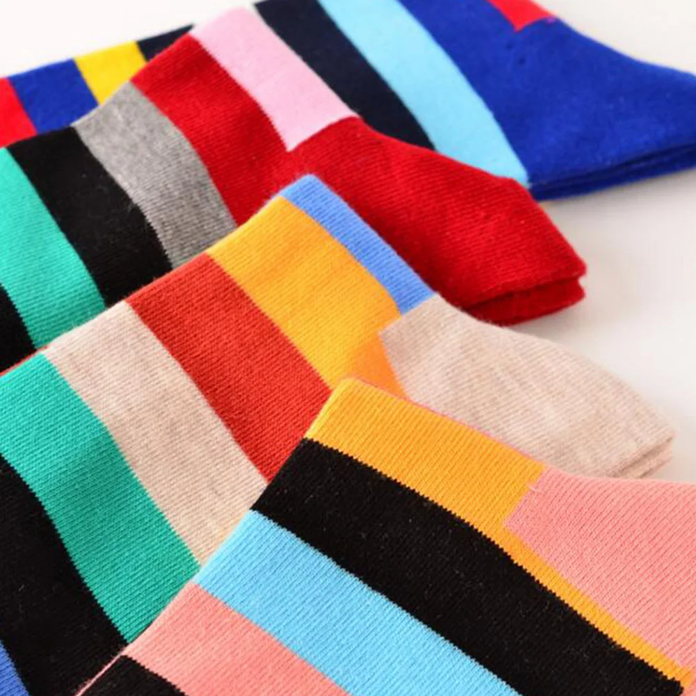 1 пара носков мужские Разноцветные полосатые винтажные этнические хлопковые