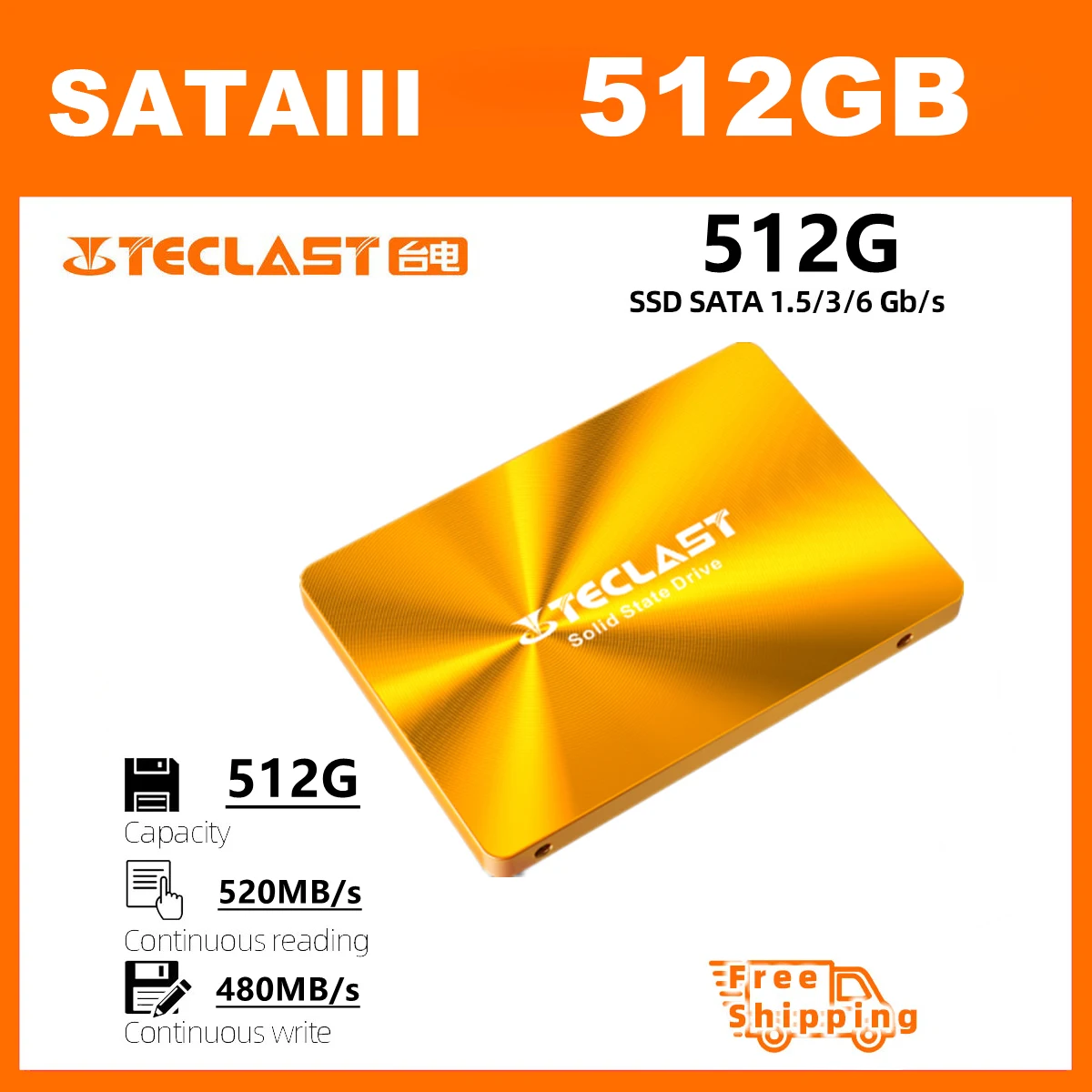 Teclast SSD SATAIII 512G Solid State Drive Three-year Warranty 120G/128G/240G/480G/512G/960G/1TB/2TB work for Desktop and Laptop