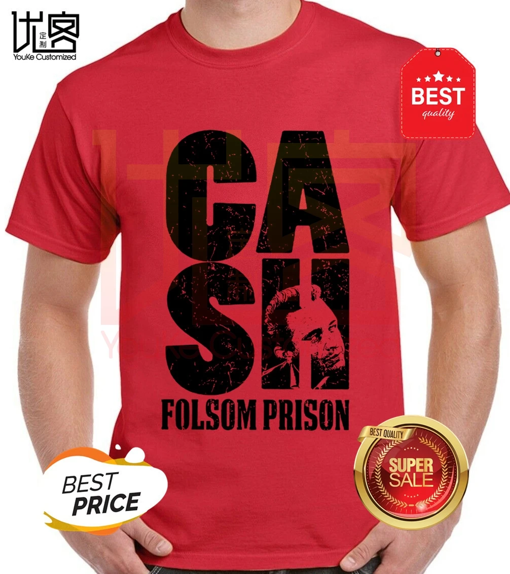 Джонни Кэша мужские тюрьмы Фолсом футболка для мужчин и женщин 100% хлопок топы с
