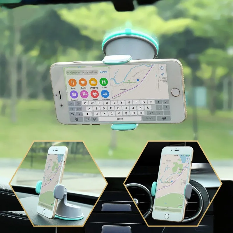 

360 Rotatable Car Phone Holder Windshield Stand Car Air Vent Mount Stand Car Dashboard Phone Bracket For IPhone Samsung Huawei