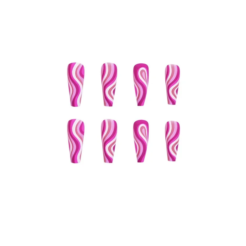 

2021 ins latest burst ripple art wearing finished fake nail nail patch waterproof removable fake nails nails art