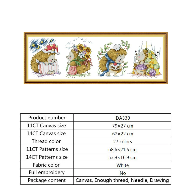 Набор для вышивки крестиком Счастливый маленький ежик 14ct DMC 11ct | Дом и сад