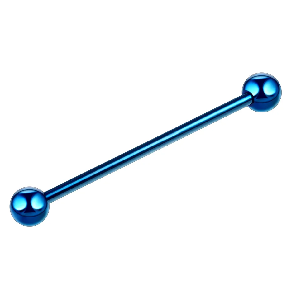 Blue Zinc Plated UOTOP 1PC Surgical Stainless Steel Ear Cartilage Piercing Industrial Barbell Earring for Women Men Sexy Party Body Jewelry - Metal color: Blue Zinc Plated