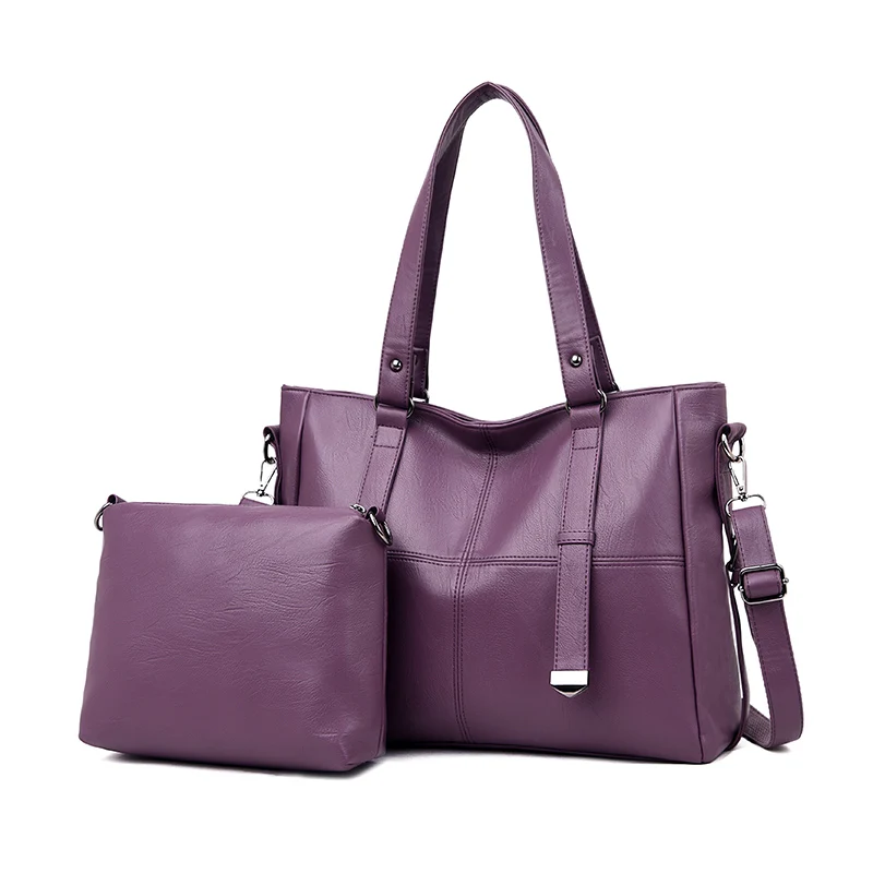 2Pcs Women's Shoulder Bag Set Casual Simple Solid Color Large Capacity Bags | Багаж и сумки