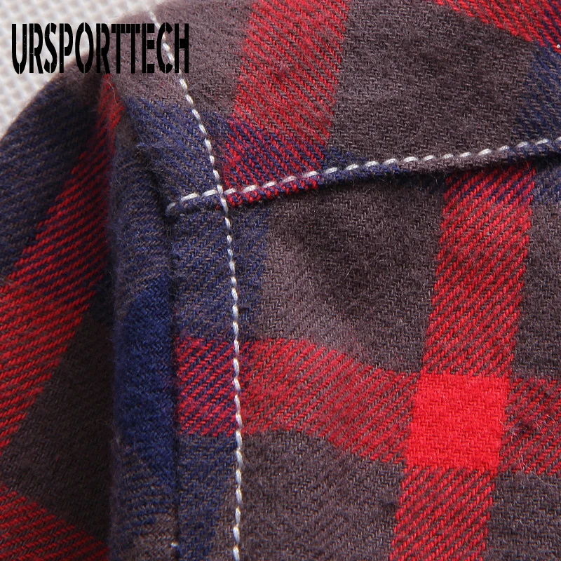 Мужская хлопковая рубашка в клетку повседневная приталенная с длинными рукавами