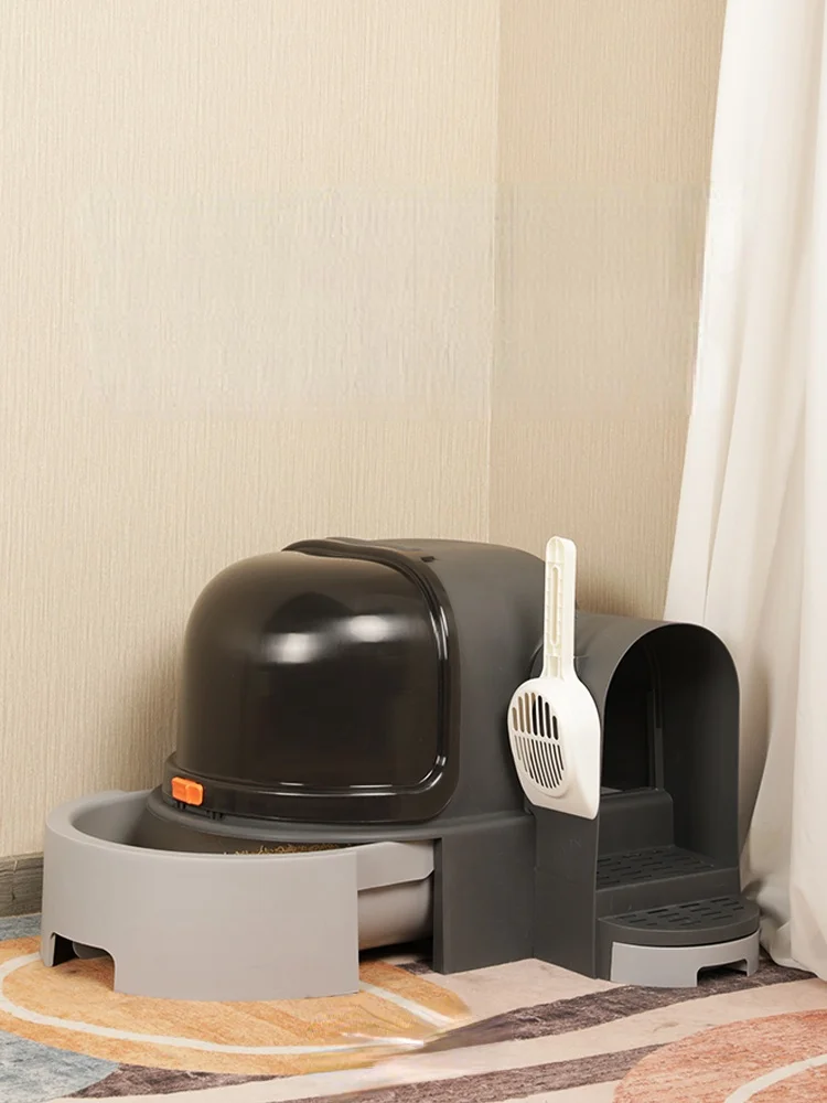 

Большой черный кошачий Туалет тренировочный комплект полностью закрытый высококачественный кошачий Туалет пластиковая коробка Toalete Gato ко...