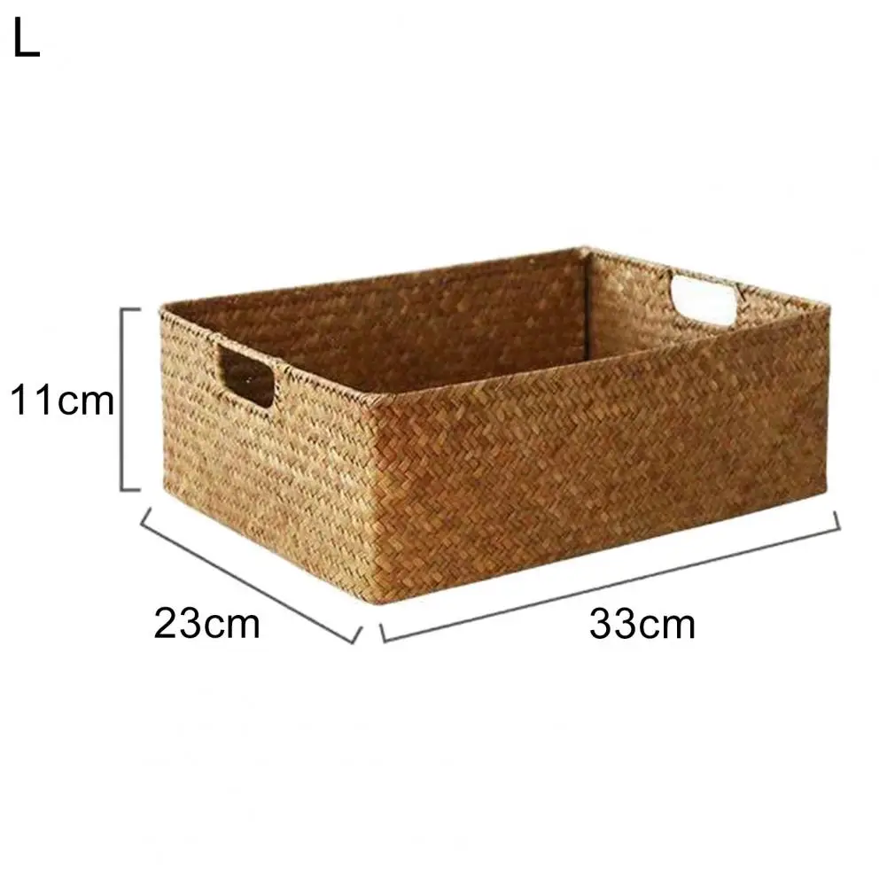 

Hand-Woven Rectangular Rattan Storage Box Earring Jewelry Makeup Organizer Container Wicker Basket Fruit Sundries Storage Case