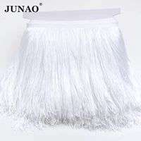 junao 20cm long white fringe tassel chinlon lace trim ribbon curtain fringes trimming for latin dance skirt handmade crafts