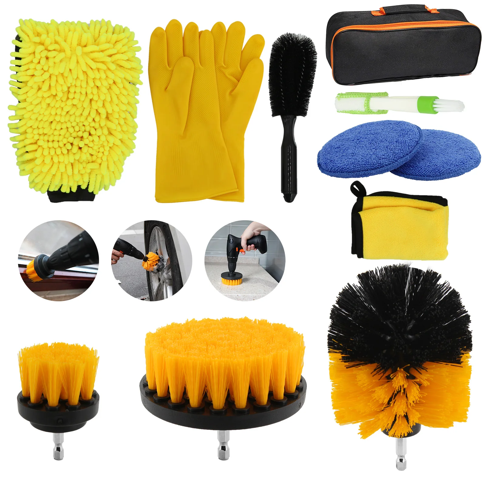 

Набор для чистки автомобильного детейлинга, щетки для электродрели автомобиля, щетка для шин, щетка для колеса, кожаные вентиляционные отве...