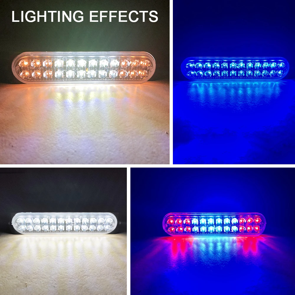

2 Pcs 24-Led Muti Color Flashing Aut Strobe Light Emergency Signal LED Grill Breakdown Light Fog Light Beacon For Car
