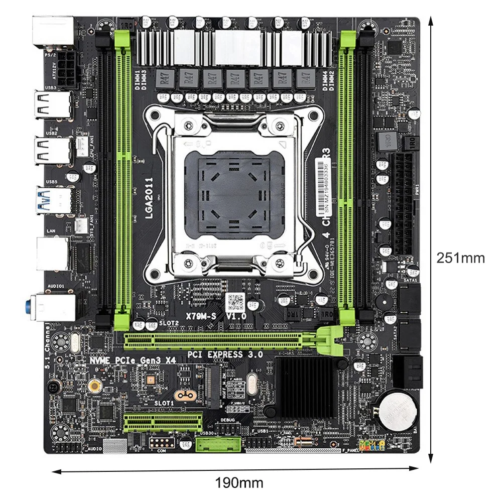 

X79M-S 2,0 материнская плата для компьютера M-ATX DDR3 64G USB2.0 SATA 2,0 M.2 материнская плата с поддержкой ЦП серии LGA2011