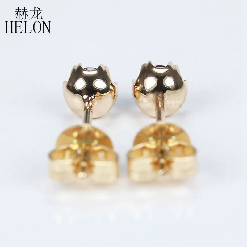 HELON, 14 к, розовое золото, 0,4-0.46ct, натуральный рубин, Обручальные, свадебные, женские, уникальные, изысканные, Модные Ювелирные серьги-гвоздики