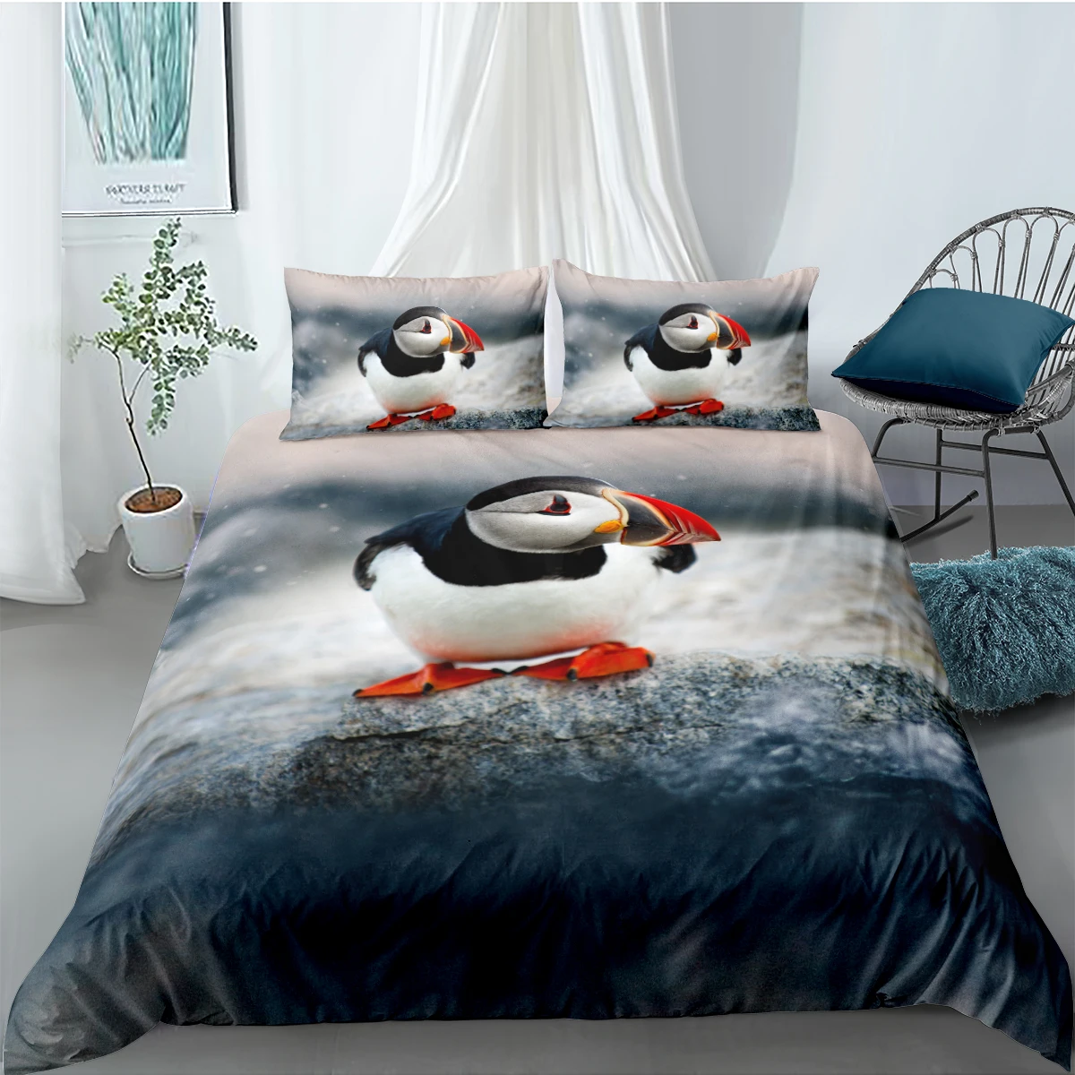 

3d Little Penguin Printing Bedding Set Animals Series Duvet Cover Microfiber Bedclothes Living Room Decor High Quality Bedspread