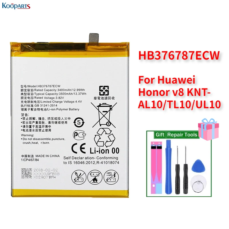 

HB376787ECW Battery Replacement For Huawei Honor V8 KNT-AL10 TL10 UL10 with free tools