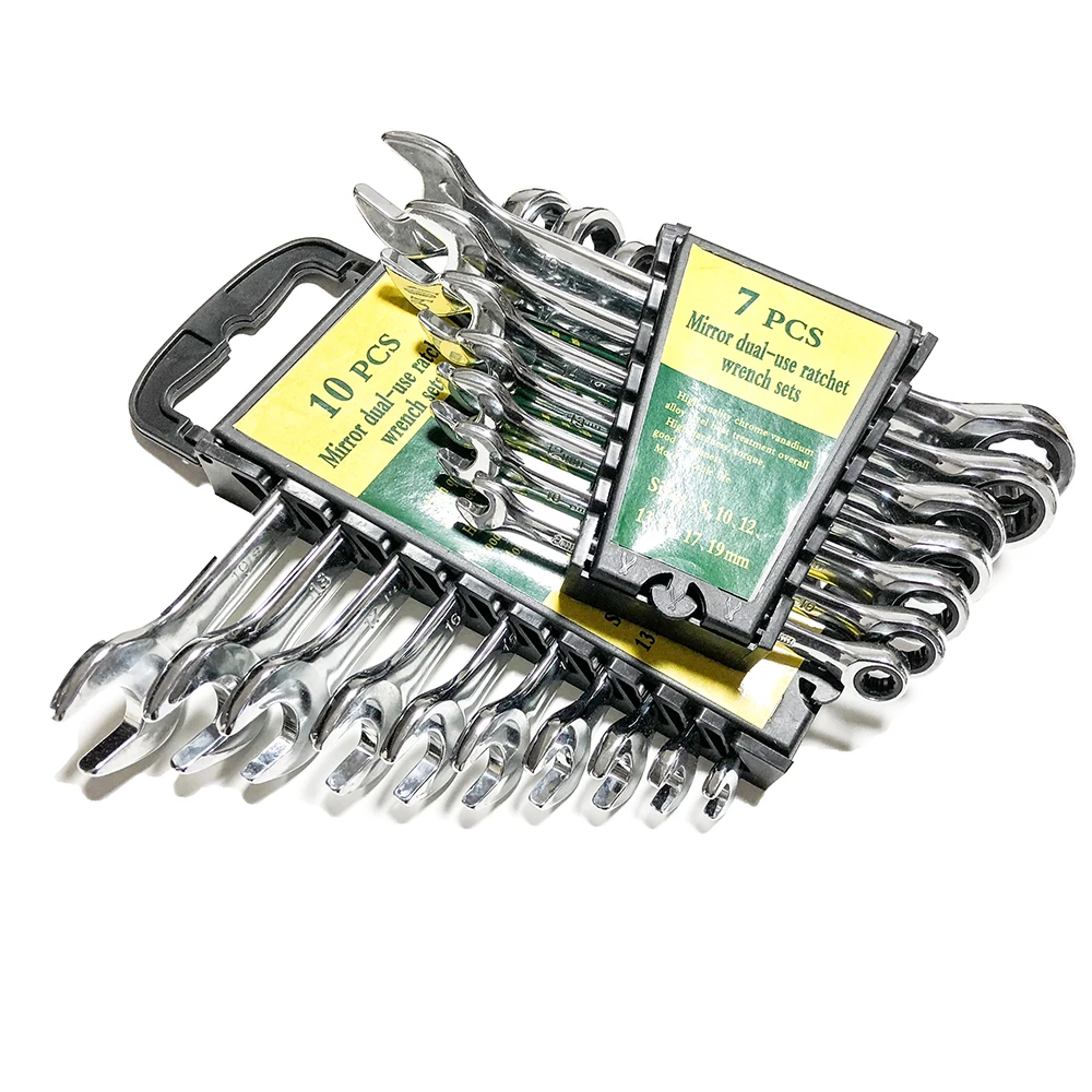 Набор метрических гаечных ключей с трещоточным механизмом 8-19 мм стальной