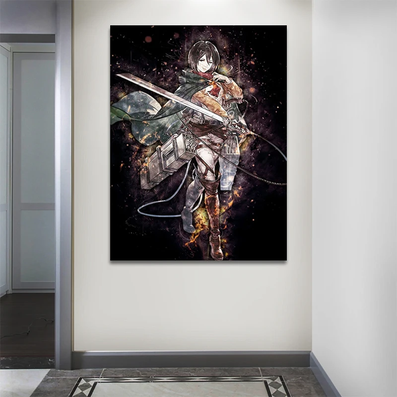 

HD Printed Attack On Titan Canvas Paintings Wall Art Anime Mikasa Poster Modular Pictures Framework Home Decor For Living Room