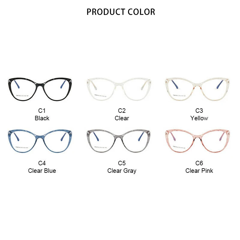 

ROYAL GIRL Fashion Blue Light Blocking Glasses Women TR90 Cat Eye Frame Clear Lens Glasses ss527