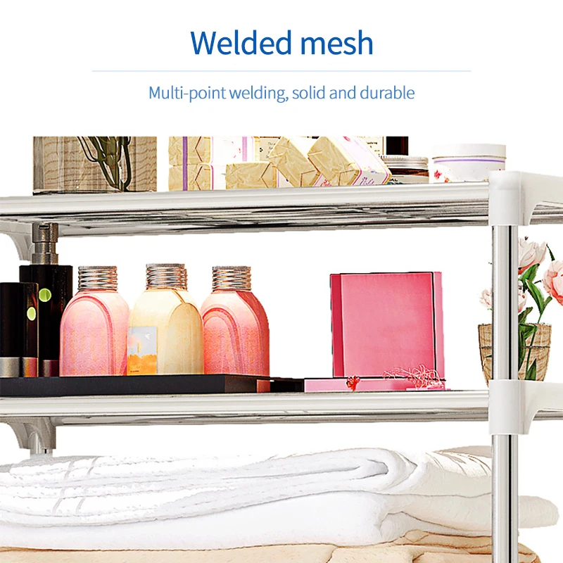 

Бытовой большой напольный металлический кронштейн для Кухня Ванная комната полка 3-Слои стойки подходит для Гостиная просты в установке Ку...