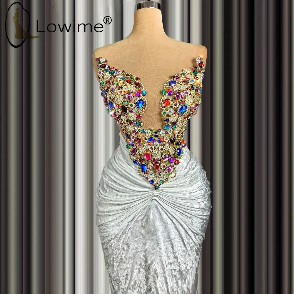 

Женское вечернее платье-Русалка Lowime, длинное блестящее платье с кристаллами, для торжественных случаев и выпусквечерние вечера