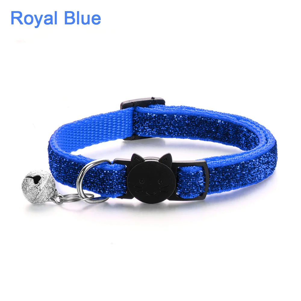 Royal blue 1 шт. ошейник для кошек с колокольчиком модный регулируемый безопасный Повседневный ошейник для щенков с блестками аксессуары для домашних животных с блестками - Цвет: Royal blue