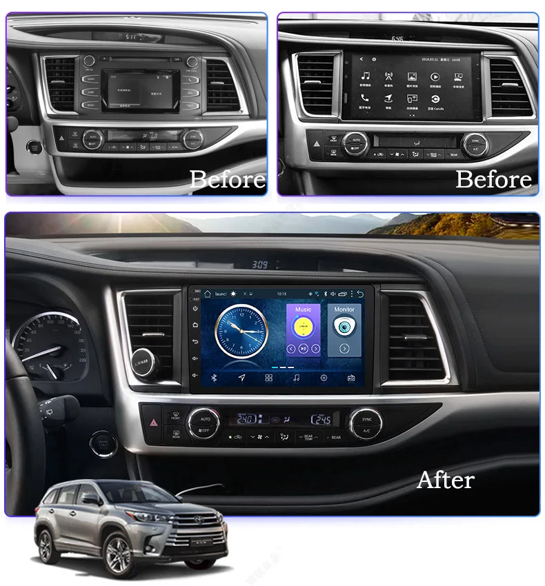 10 1 дюймов wanqi 8 Автомобильная GPS навигация для Toyota highlander 2015 2018 поддержка стерео