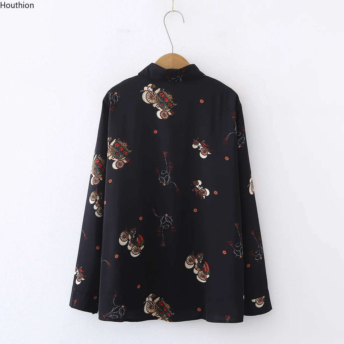 

Женская свободная рубашка-поло из хлопка, с цветочным принтом