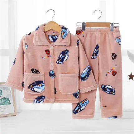 Kids Pajamas Одежда для девочек и мальчиков; сезон осень-зима; фланелевые пижамы для девочек; детские пижамы; одежда для сна для мальчиков; одежда для сна из кораллового флиса; комплект домашней одежды - Цвет: Kids Pajamas