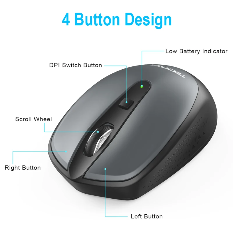 TeckNet компьютерная мини мышь USB Беспроводная 2 4 ГГц 2000 DPI беспроводная кнопки