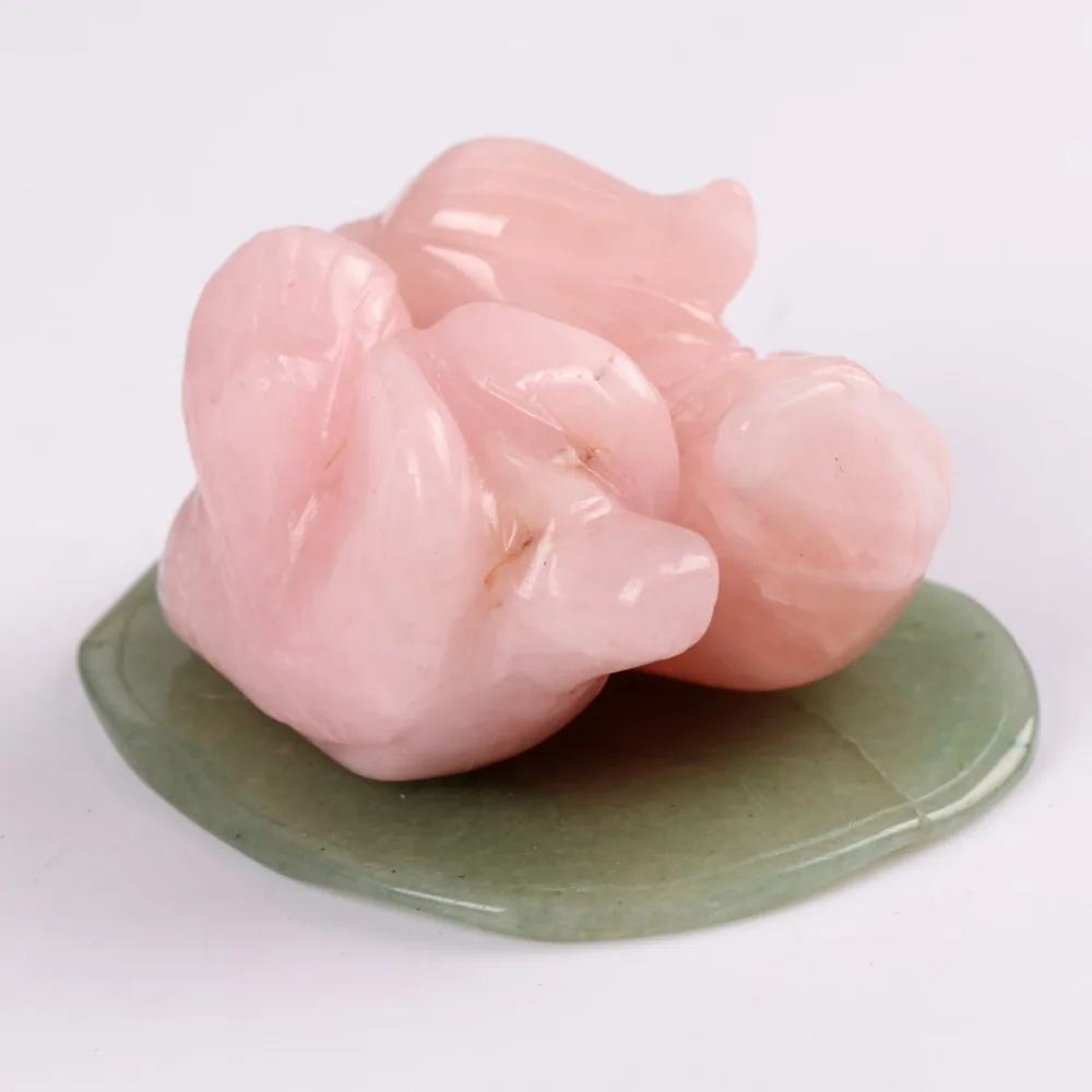 Rose mandarin duck Natural stone hand carved Lover symbolize Figurine Green aventurine stand gift Chakra Reiki Free pouch|green aventurine|natural