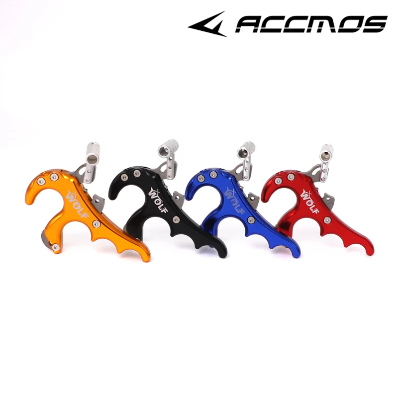

Wolf Aluminum Alloy 4 Finger Grip Caliper Release Aid Archery Caliper Grip Release For Compound Bow Hunting